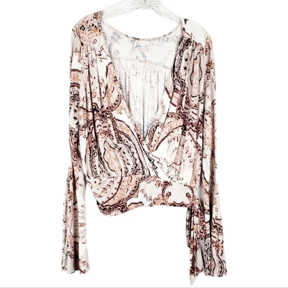 FREE PEOPLE Fiona Wrap Top in Ivory Combo - Picture 2 of 6